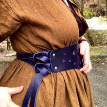 Load image into Gallery viewer, Deep Blue Panel Belts- stars optional (Ready to Ship and Pre Orders)
